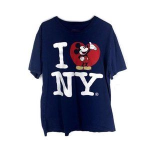 Disney Store Mens Blue T-Shirt I Heart New York Love Mickey Mouse XL